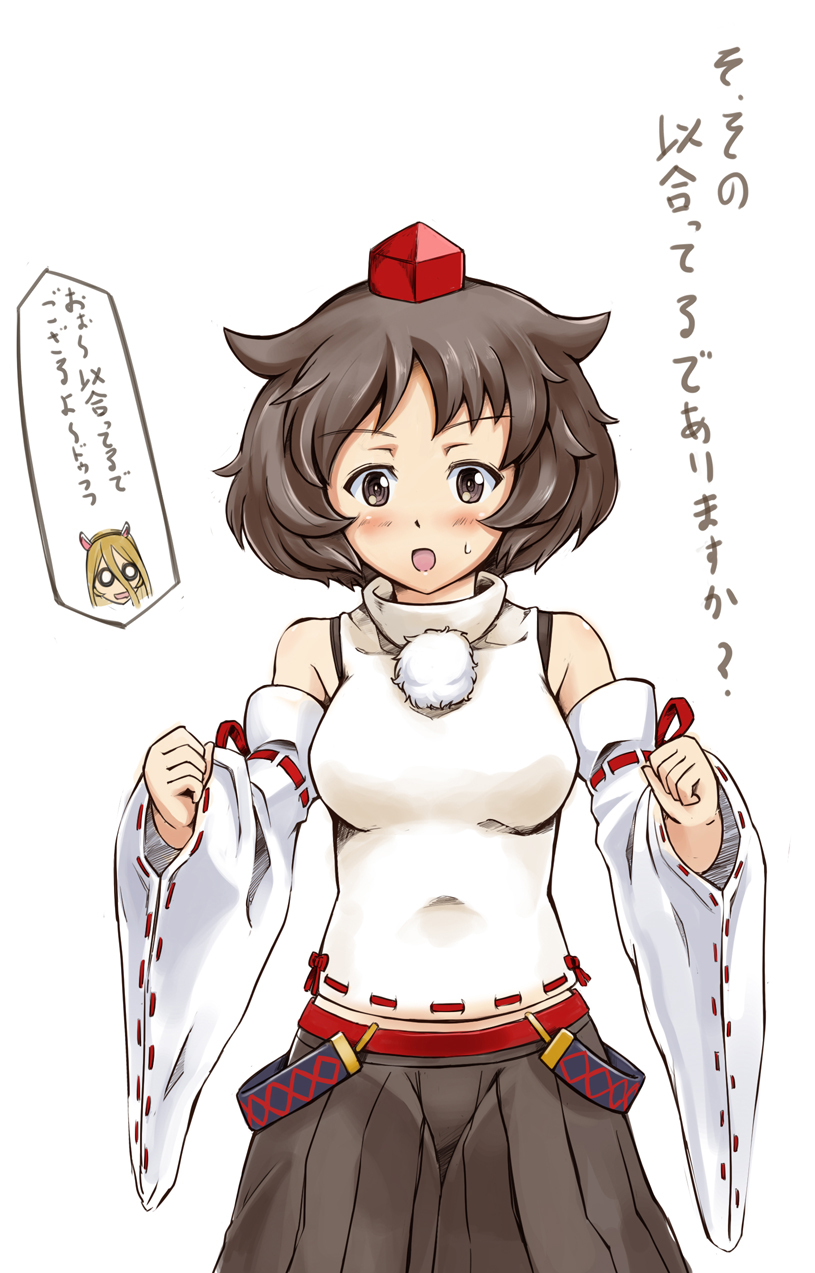 inubashiri momiji, akiyama yukari, and nekonyaa (touhou and 1 more) drawn by solokov_(okb-999)