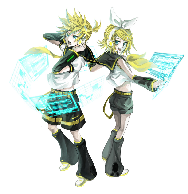 kagamine rin and kagamine len (vocaloid) drawn by osamu_(jagabata)