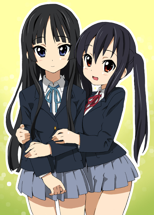 akiyama mio and nakano azusa (k-on!) drawn by homing_(areya)