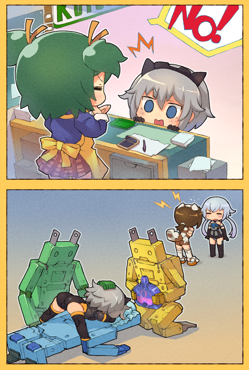 stylet, rishetta, kotobuki bukiko, pomock, and juden-kun (busou shinki and 2 more) drawn by sankuma