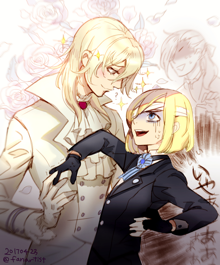 ciel phantomhive, sebastian michaelis, and aleister chamber (kuroshitsuji) drawn by shabomu