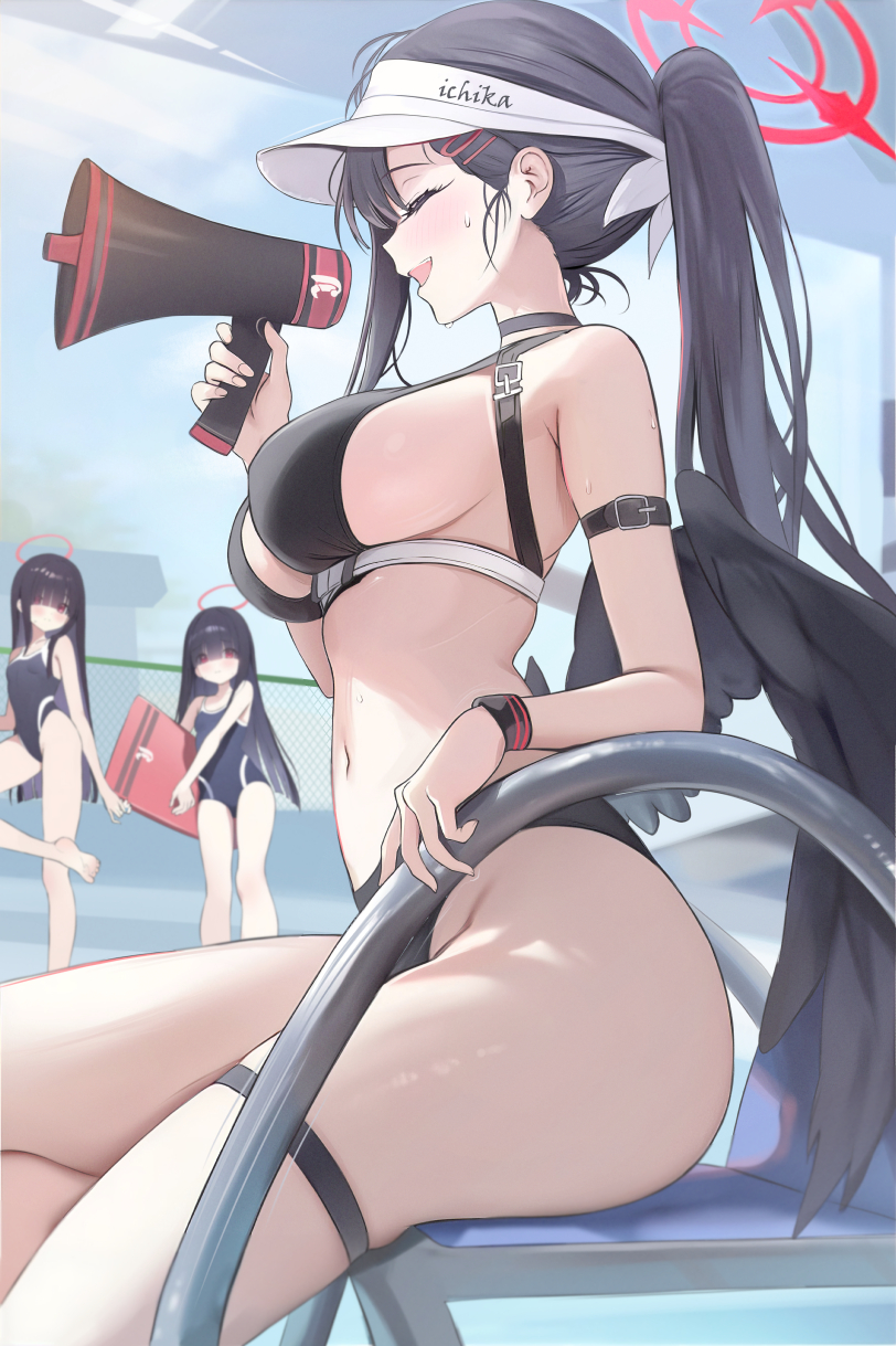 ichika and justice task force member (blue archive) drawn by houraku
