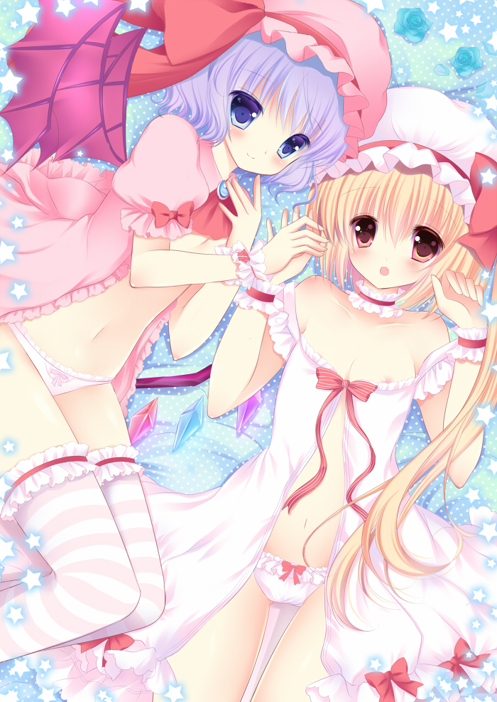 remilia scarlet and flandre scarlet (touhou) drawn by shibainu_niki