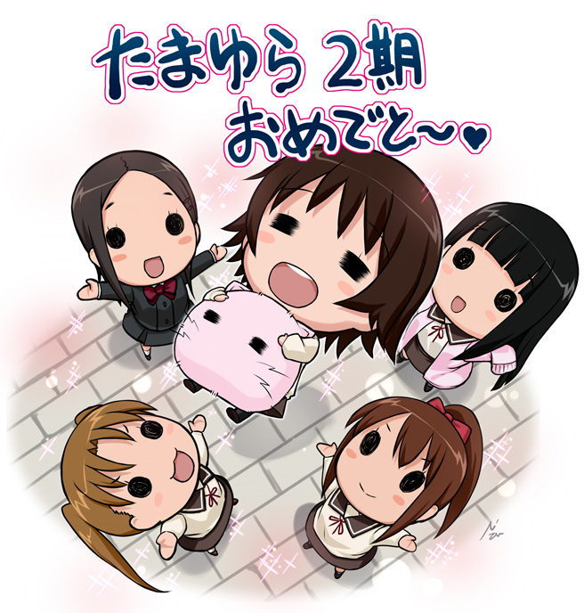sawatari fuu, sakurada maon, hanawa kaoru, okazaki norie, momoneko-sama, and 1 more (tamayura) drawn by mizuki_gyokuran