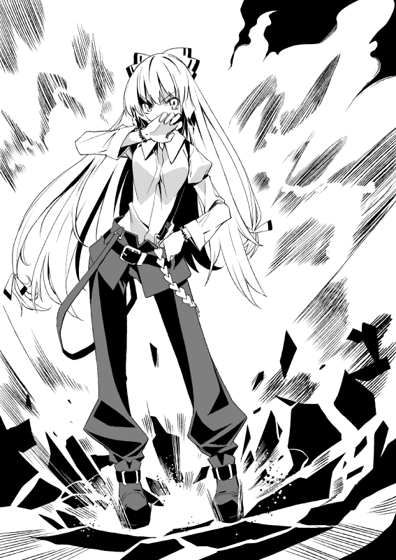 fujiwara no mokou (touhou and 1 more) drawn by ushiki_yoshitaka