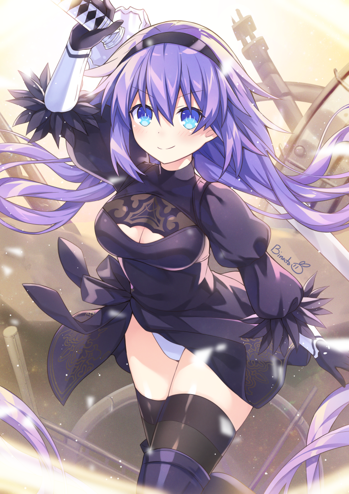 2b and purple heart (nier and 2 more) drawn by binato_lulu