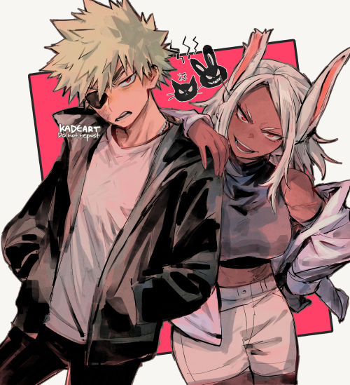 mirko and bakugou katsuki (boku no hero academia) drawn by kadeart