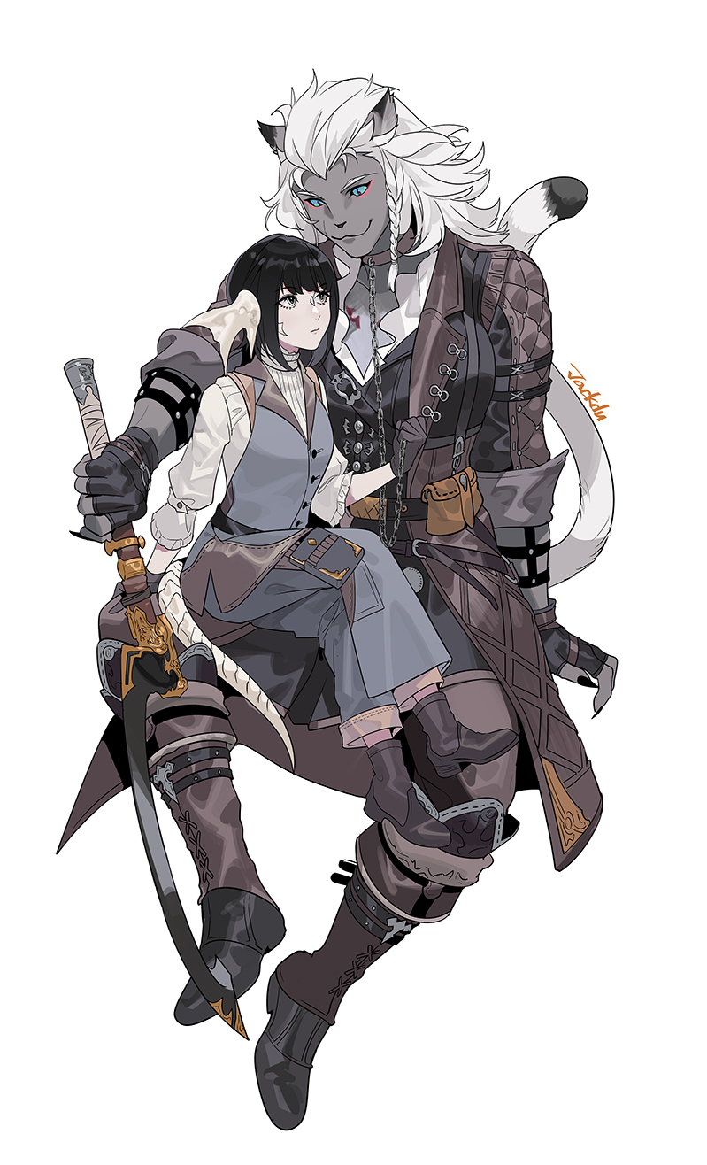 warrior of light and viper (final fantasy and 1 more) drawn by byuub