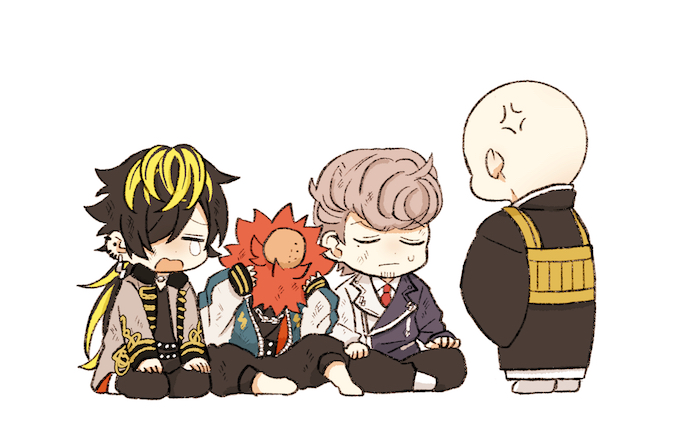 harai kuko, amaguni hitoya, aimono jyushi, and harai shakku (hypnosis mic) drawn by cai_(color)