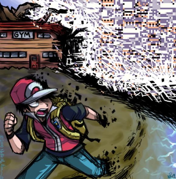 red and missingno. (pokemon and 1 more) drawn by nellie_melton