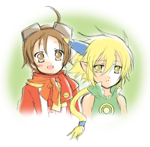 coral and lucian (summon night and 1 more) drawn by sakura_mio_(vent)