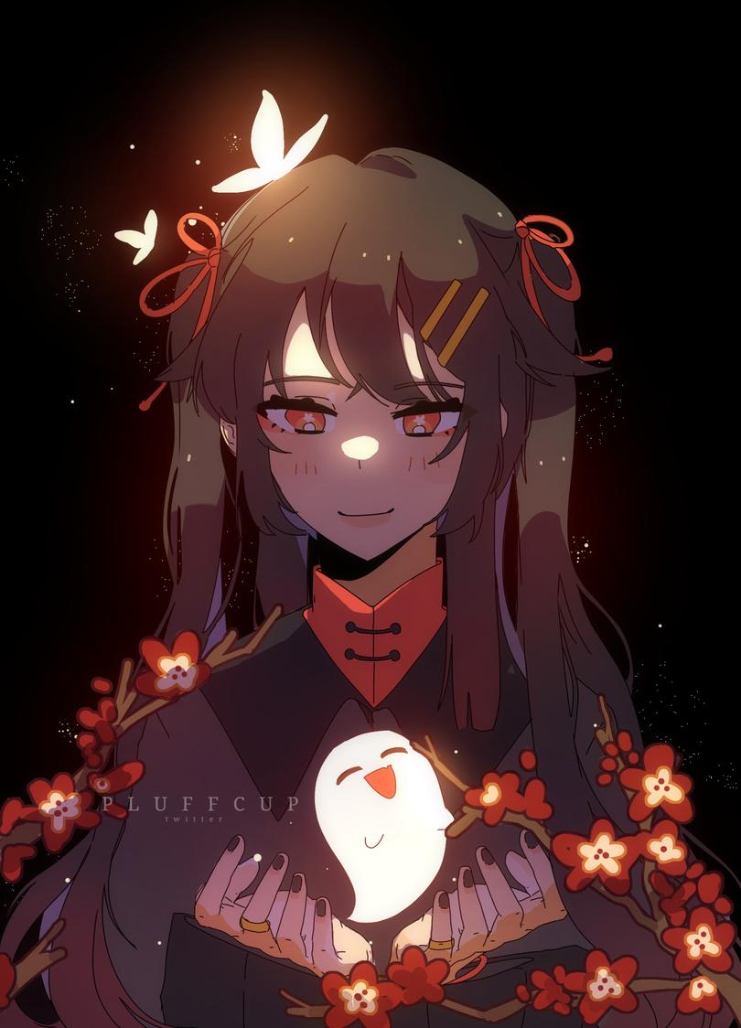 hu tao and boo tao (genshin impact) drawn by risukaede