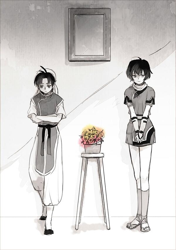 tir mcdohl and kasumi (gensou suikoden and 1 more) drawn by akatori_(piko)
