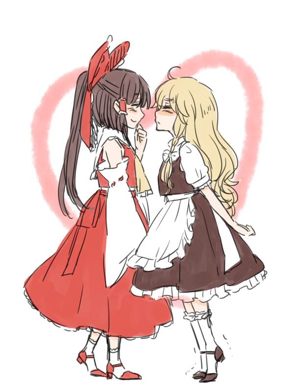 hakurei reimu and kirisame marisa (touhou) drawn by himeko_(chp)