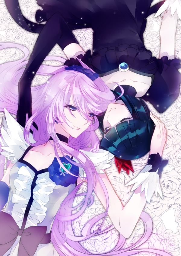 tsukikage yuri, cure moonlight, and dark precure (precure and 1 more) drawn by chiyo_(rotsurechiriha)