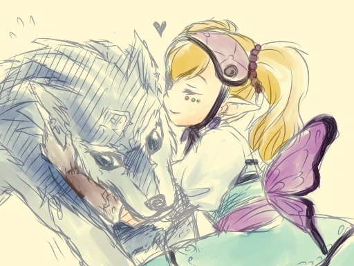 link, wolf link, and agitha (the legend of zelda and 1 more) drawn by chikuwa_(rinka)
