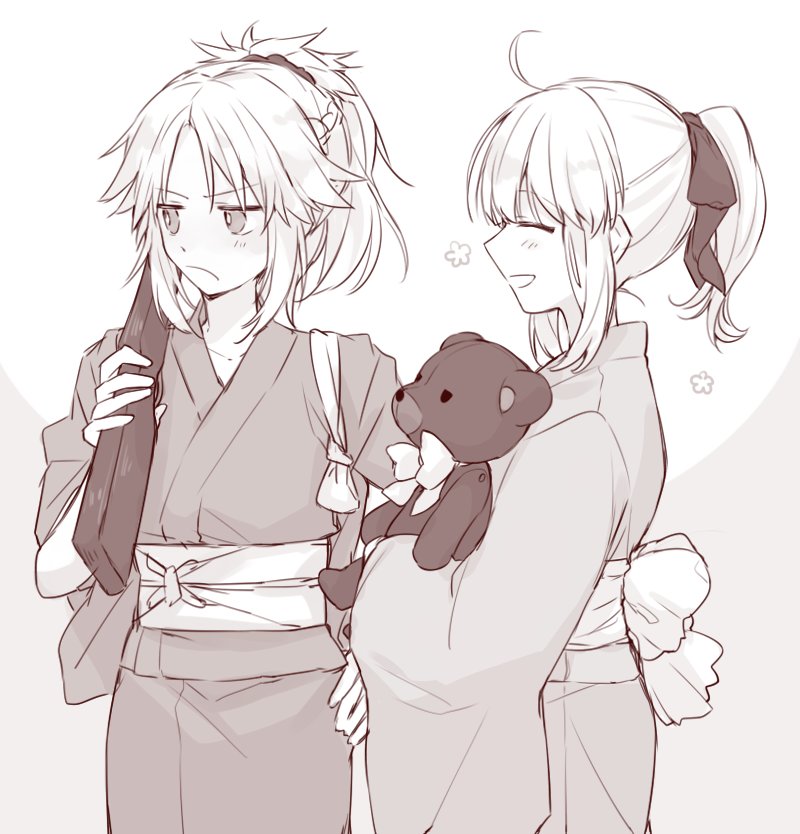 artoria pendragon, saber lily, and mordred (fate and 1 more) drawn by kan'yu_(citron_82)