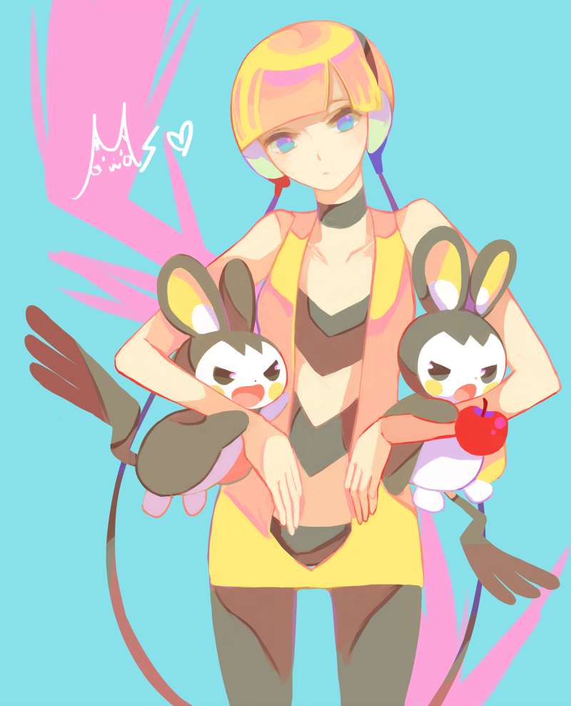 elesa and emolga (pokemon and 1 more) drawn by tsumaka