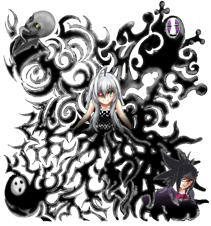 nyarlathotep and nya (haiyore! nyaruko-san and 2 more) drawn by yuo_(n_yuo)