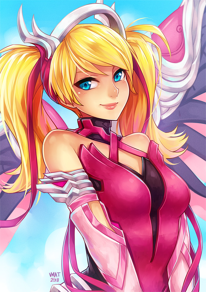 mercy and pink mercy (overwatch and 1 more) drawn by vmat