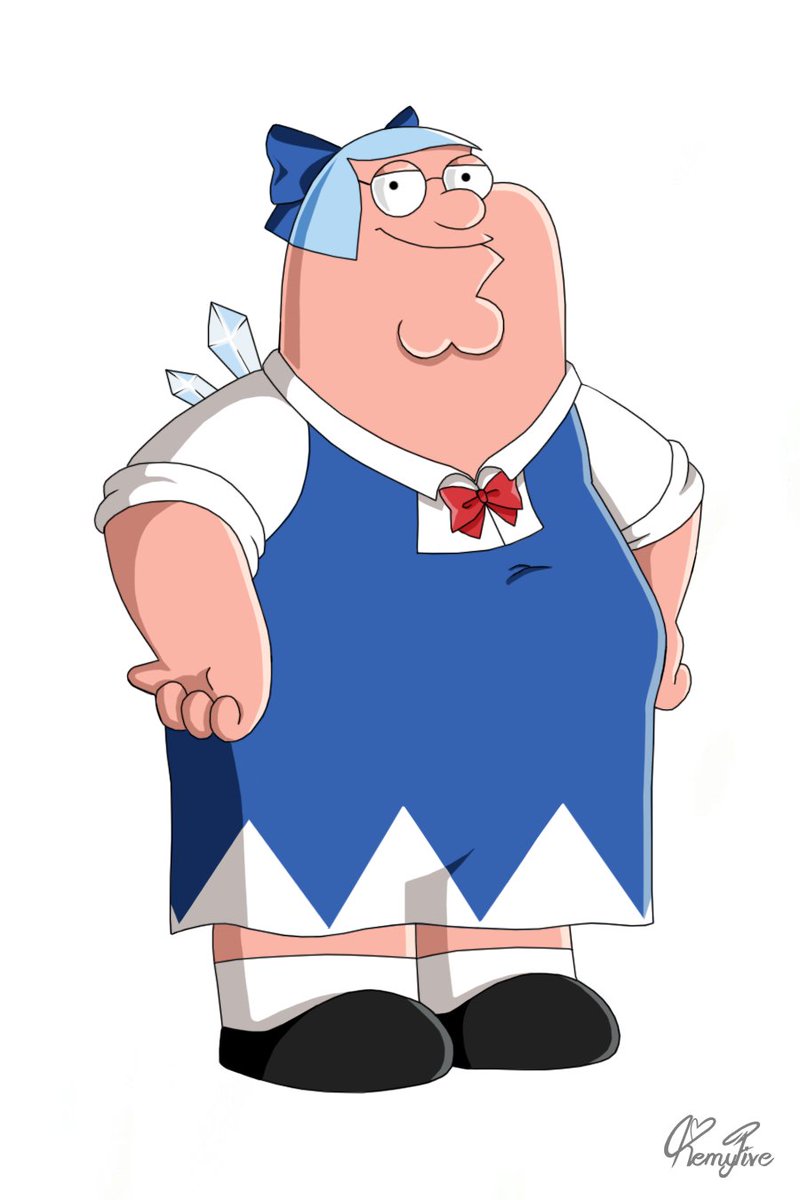 cirno and peter griffin (touhou and 1 more) drawn by remyfive