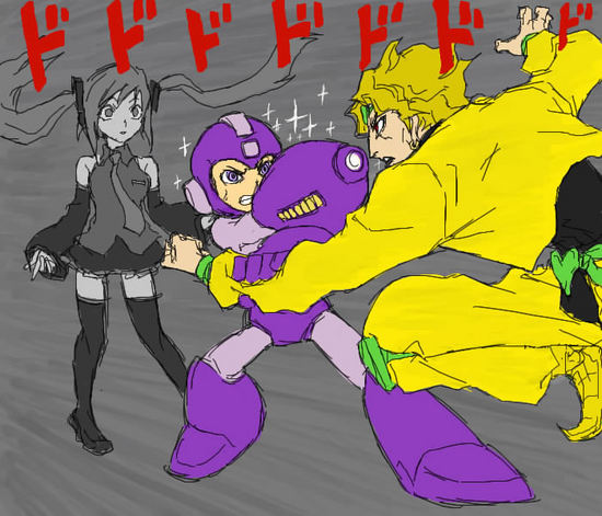 hatsune miku, dio brando, and mega man (vocaloid and 6 more)