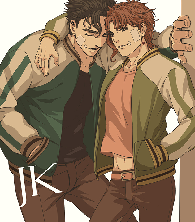 kujo jotaro and kakyoin noriaki (jojo no kimyou na bouken and 1 more) drawn by lanxjourney