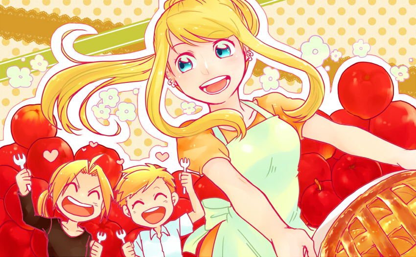 edward elric, alphonse elric, and winry rockbell (fullmetal alchemist) drawn by shirou_(vista)
