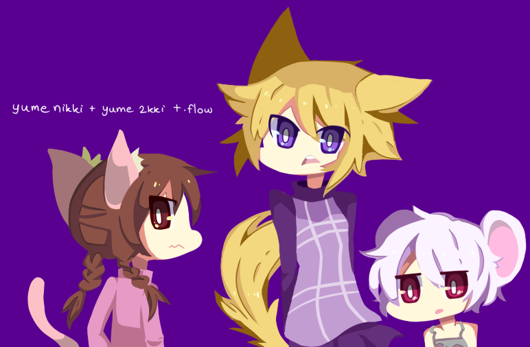 madotsuki, urotsuki, and sabitsuki (yume nikki and 2 more) drawn by sakurakunet