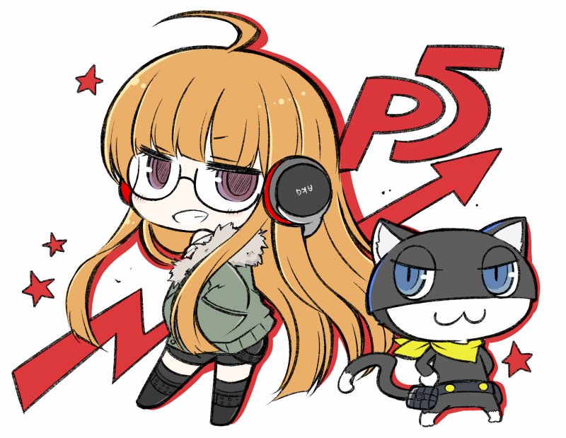 sakura futaba and morgana (persona and 1 more) drawn by nejikirio
