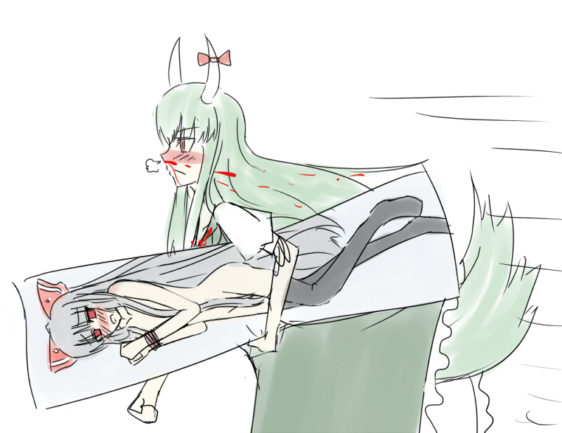 fujiwara no mokou, kamishirasawa keine, and ex-keine (touhou) drawn by asa_inu