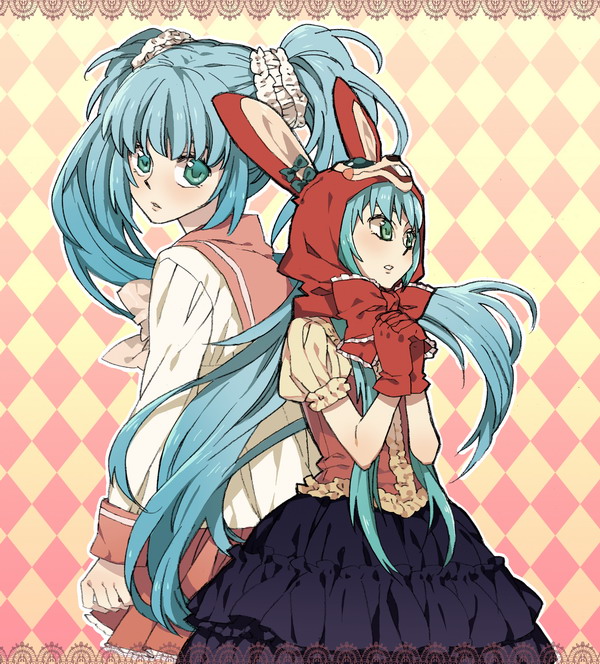 hatsune miku (vocaloid and 1 more) drawn by molly
