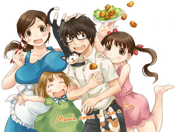 kawamoto hinata, kawamoto akari, kiriyama rei, and kawamoto momo (sangatsu no lion) drawn by takagi_hideaki