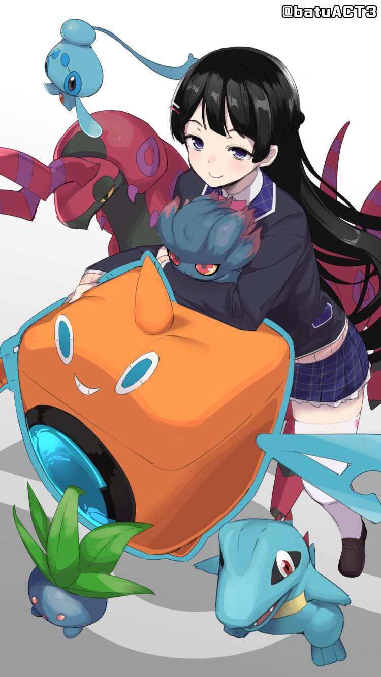 rotom, tsukino mito, totodile, oddish, misdreavus, and 2 more (pokemon and 1 more) drawn by batsu