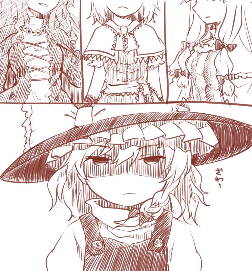 kirisame marisa, alice margatroid, patchouli knowledge, and hijiri byakuren (touhou) drawn by miyo_(ranthath)