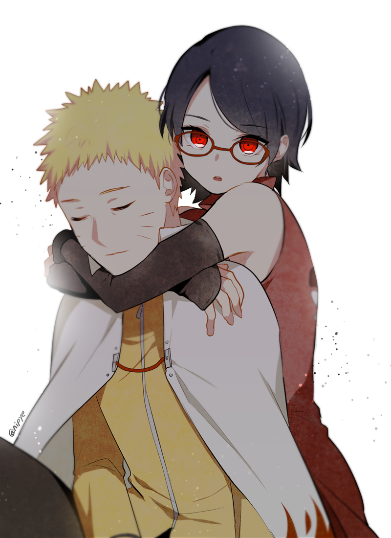 uzumaki naruto and uchiha sarada (naruto and 1 more) drawn by nipye