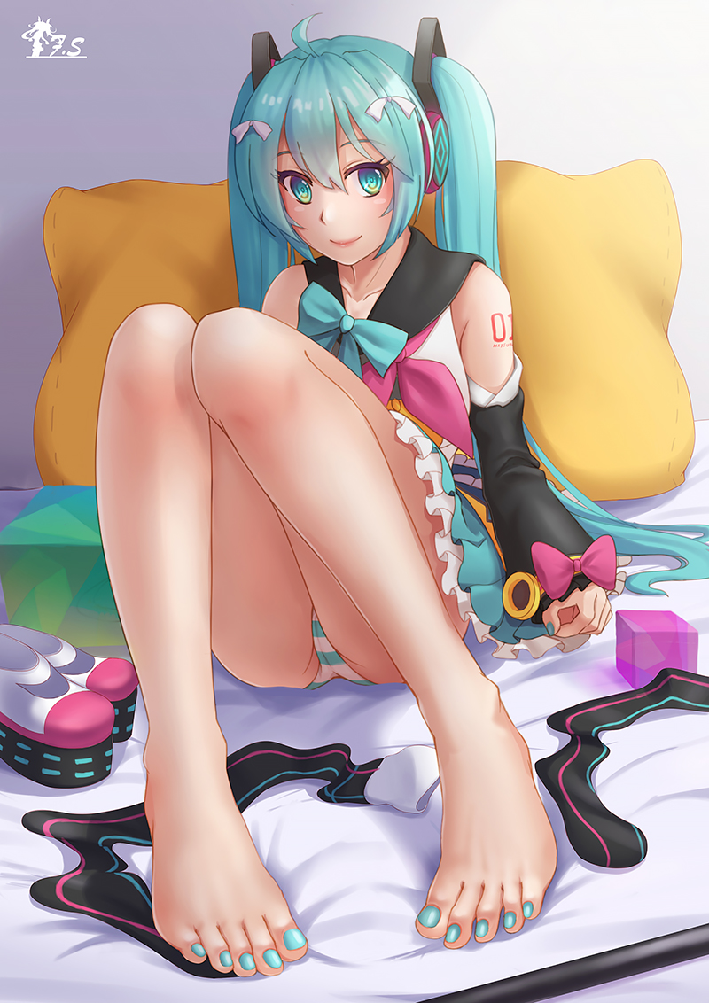 hatsune miku and magical mirai miku (vocaloid and 1 more) drawn by fs