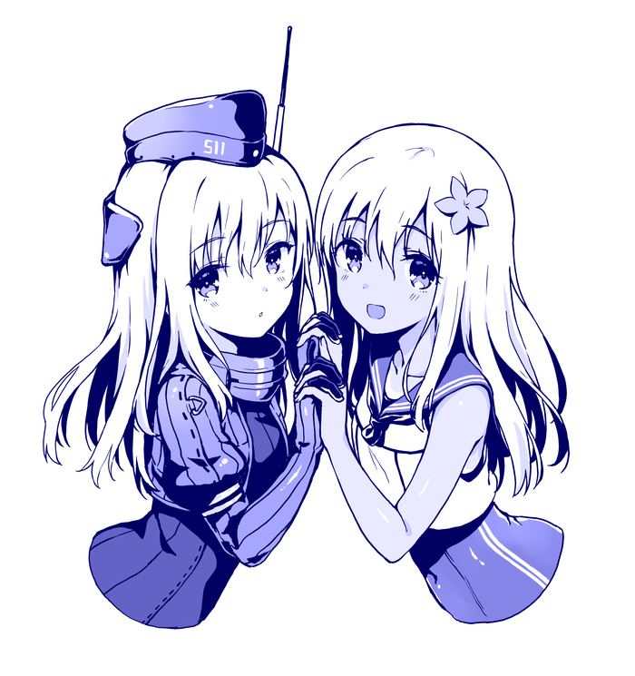 ro-500 and u-511 (kantai collection) drawn by hiten_(hitenkei)