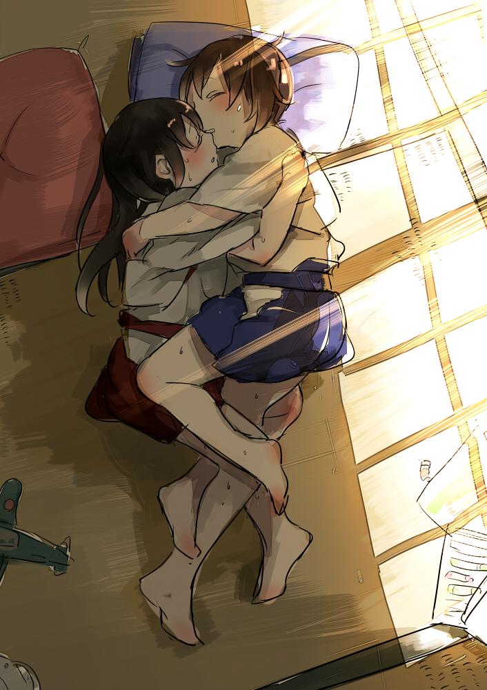 kaga and akagi (kantai collection) drawn by shuu-0208
