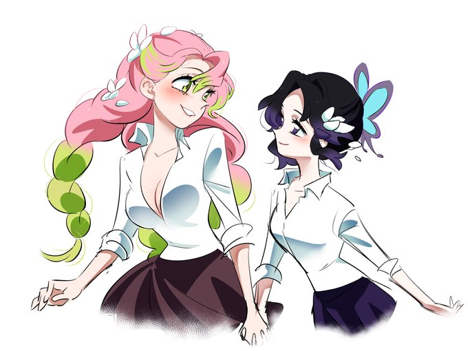 kochou shinobu and kanroji mitsuri (kimetsu no yaiba) drawn by soyeonp19