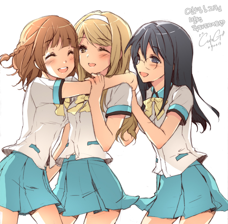 shin ji-won, yu anna, and son min-ji (annyeong we are peanuts) drawn by cuteg