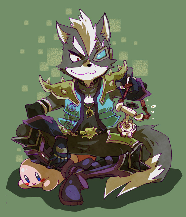 kirby, wolf o'donnell, and family computer robot (kirby and 2 more) drawn by mikami
