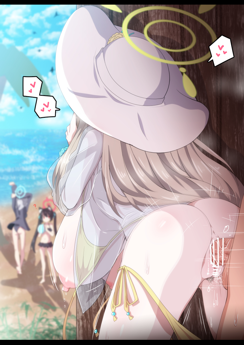 shiroko, nonomi, and serika (blue archive) drawn by fumutarou