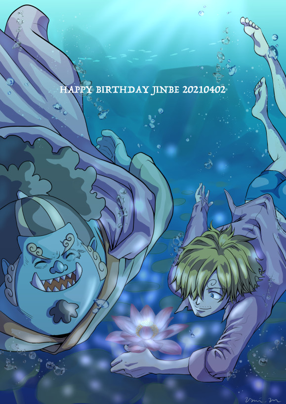 sanji and jinbe (one piece) drawn by moriyaumi1132