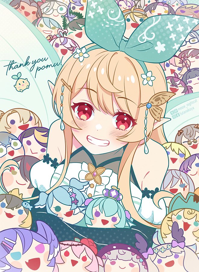 elira pendora, selen tatsuki, pomu rainpuff, enna alouette, finana ryugu, and 30 more (nijisanji and 1 more) drawn by nightcat