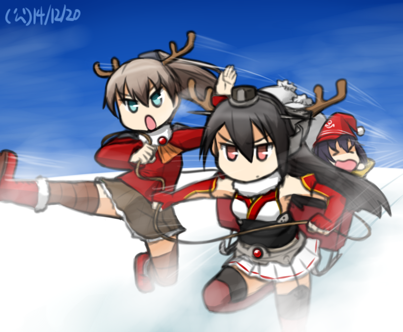 akatsuki, nagato, and kumano (kantai collection) drawn by hamu_koutarou