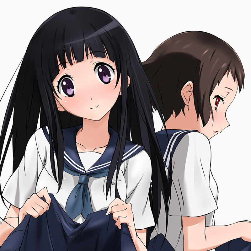 chitanda eru and ibara mayaka (hyouka) drawn by tabata_hisayuki