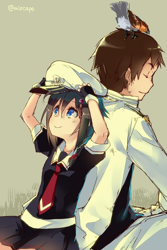 admiral, shigure, and shigure kai ni (kantai collection) drawn by chig