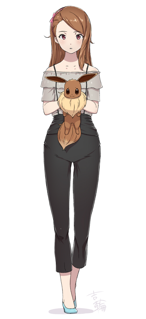 eevee and minase iori (pokemon and 2 more) drawn by yoshiwa_tomo