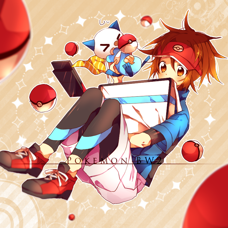 oshawott and nate (pokemon and 1 more) drawn by you_chi27